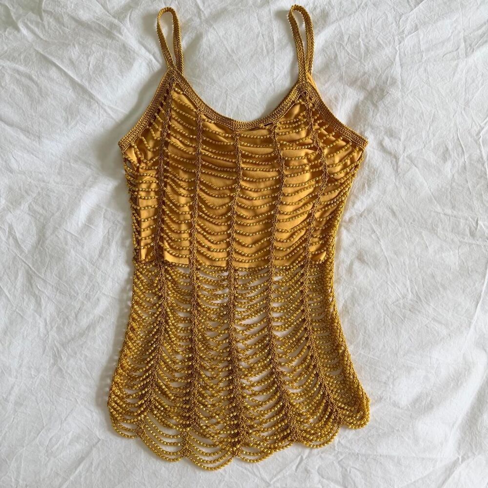 American-vintage Women's Gold and Yellow Vest